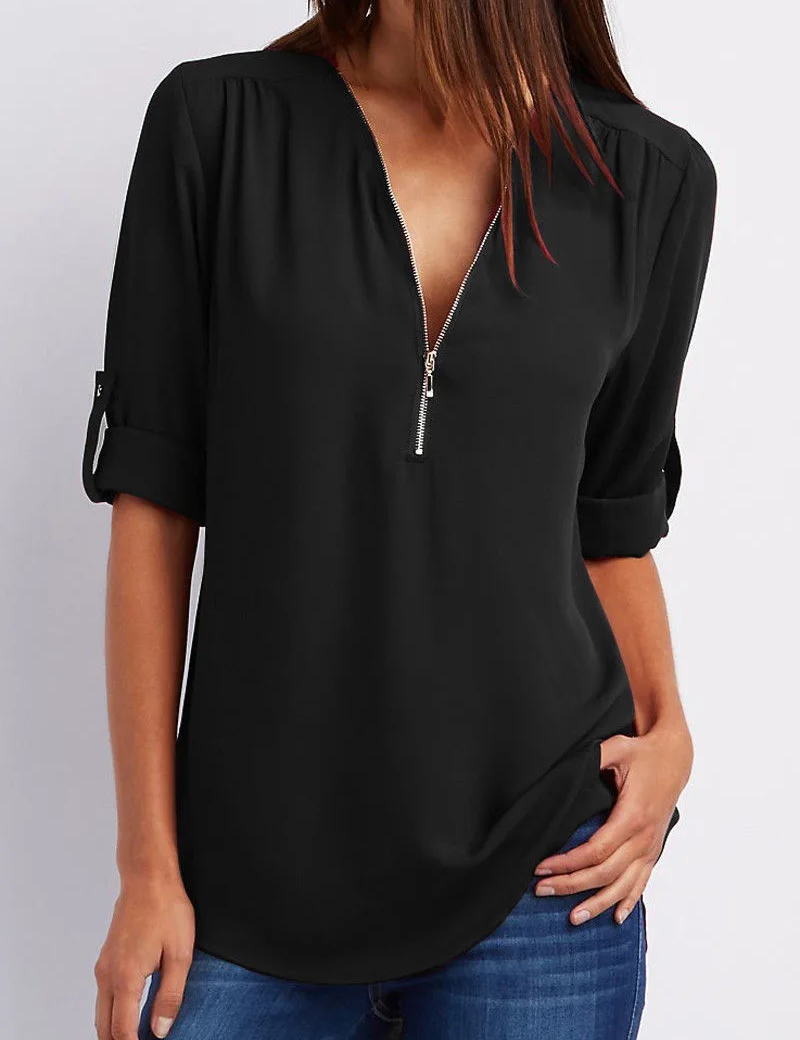 SARAH | Elegant V-Neck Blouse