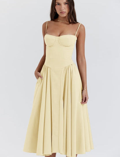 TULUM | Chic Sleeveless Midi Sun Dress With Corset Fit