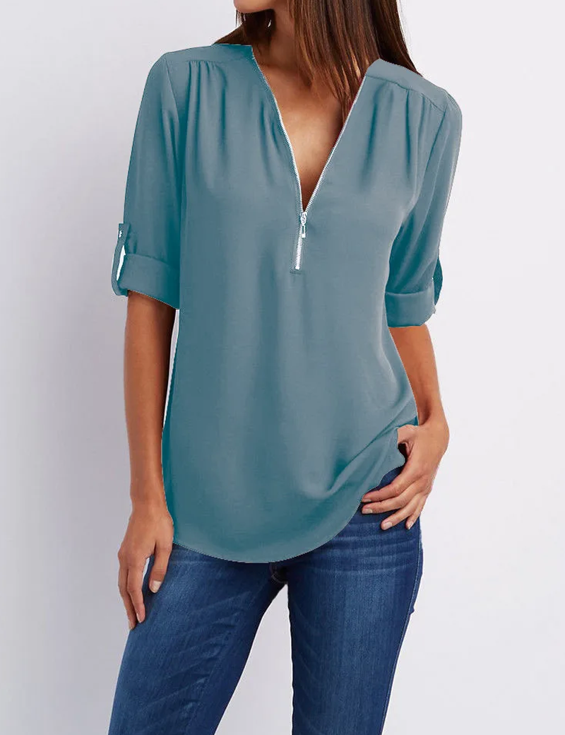 SARAH | Elegant V-Neck Blouse