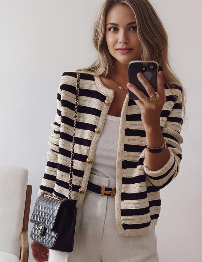 MYLAH | Elegant Striped Cardigan