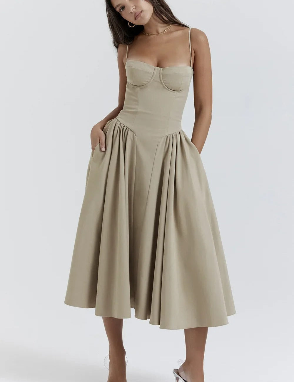 TULUM | Chic Sleeveless Midi Sun Dress With Corset Fit