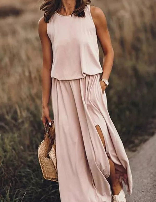 Rania | Flowing Slit Maxi Dress for Effortless Elegance