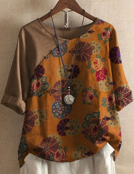 BELEN | Floral Pattern Short-Sleeved Shirt