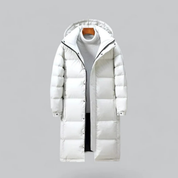 Men's long buffer button down jacket | Hood-2