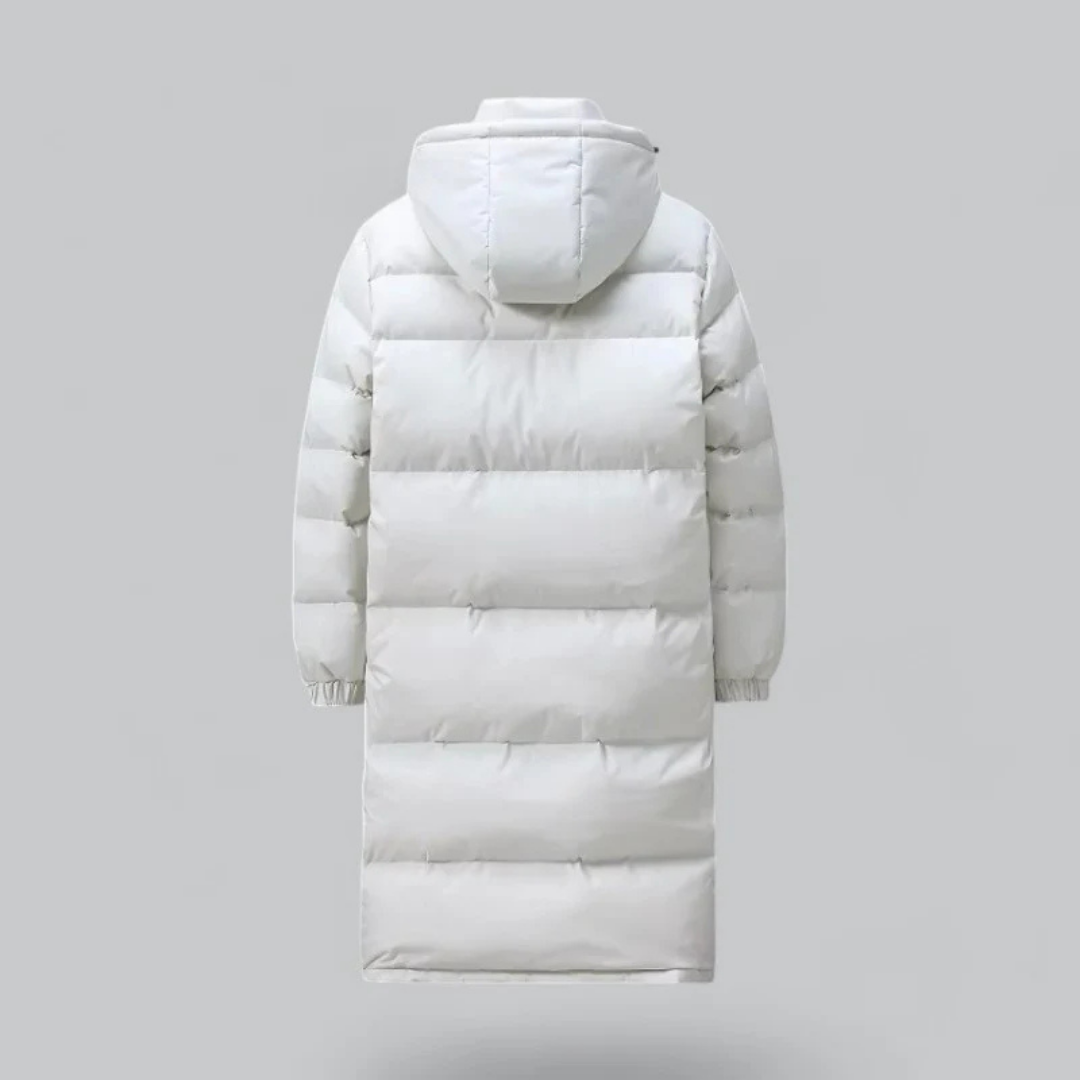 Men's long buffer button down jacket | Hood-4