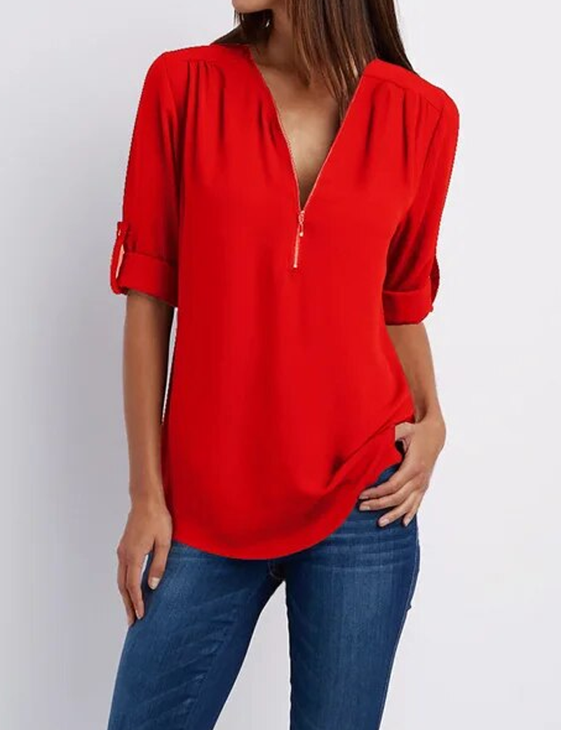 SARAH | Elegant V-Neck Blouse