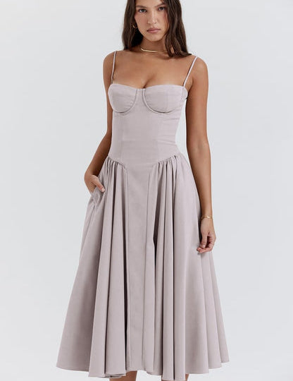 TULUM | Chic Sleeveless Midi Sun Dress With Corset Fit