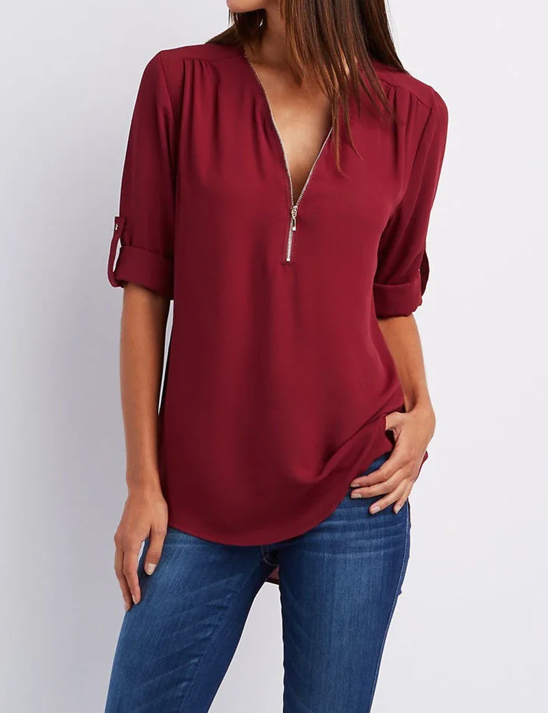 SARAH | Elegant V-Neck Blouse
