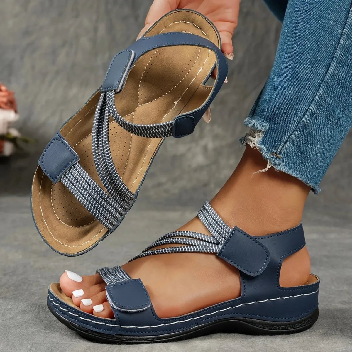 Amelia | Women's Elastic Strap Adjustable Comfort Sandals Lightweight Cushioned Sole 2