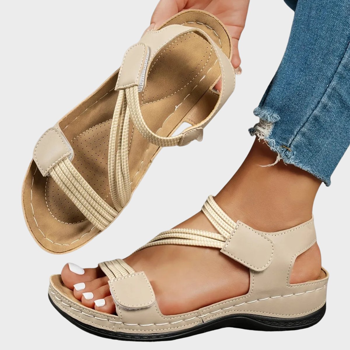 Amelia | Women's Elastic Strap Adjustable Comfort Sandals Lightweight Cushioned Sole 3