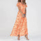 Aria | Women's Floral Flutter-Sleeve V Neck Dress Flowy Maxi 0