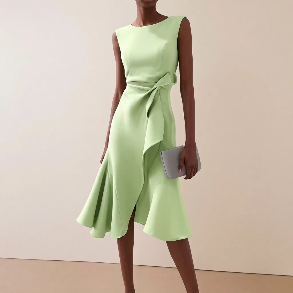 Beatrice | Damen Drapiertes Asymmetrisches Midikleid 2