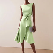 Beatrice | Damen Drapiertes Asymmetrisches Midikleid 2