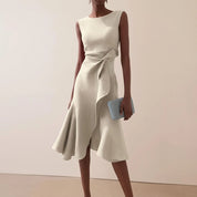 Beatrice | Damen Drapiertes Asymmetrisches Midikleid 3