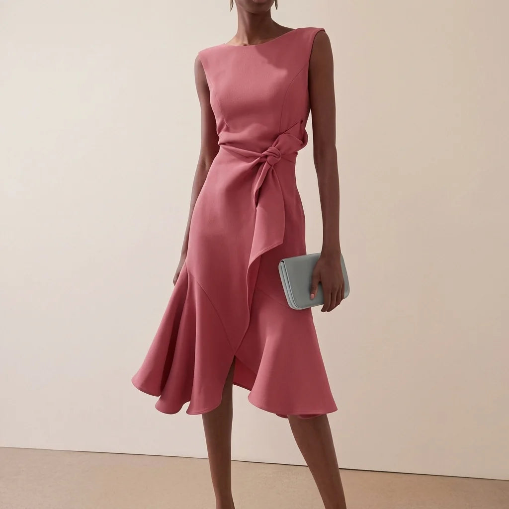 Beatrice | Damen Drapiertes Asymmetrisches Midikleid 8