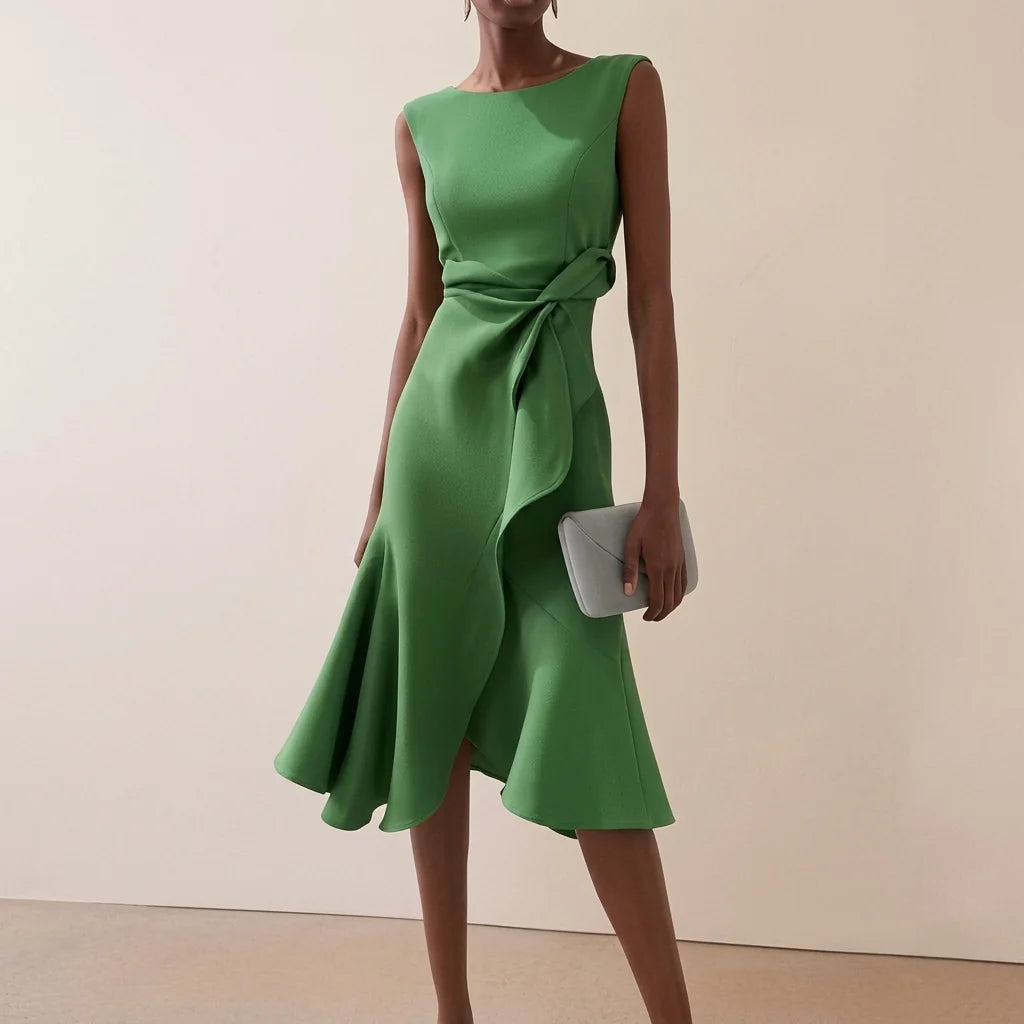 Beatrice | Damen Drapiertes Asymmetrisches Midikleid 9