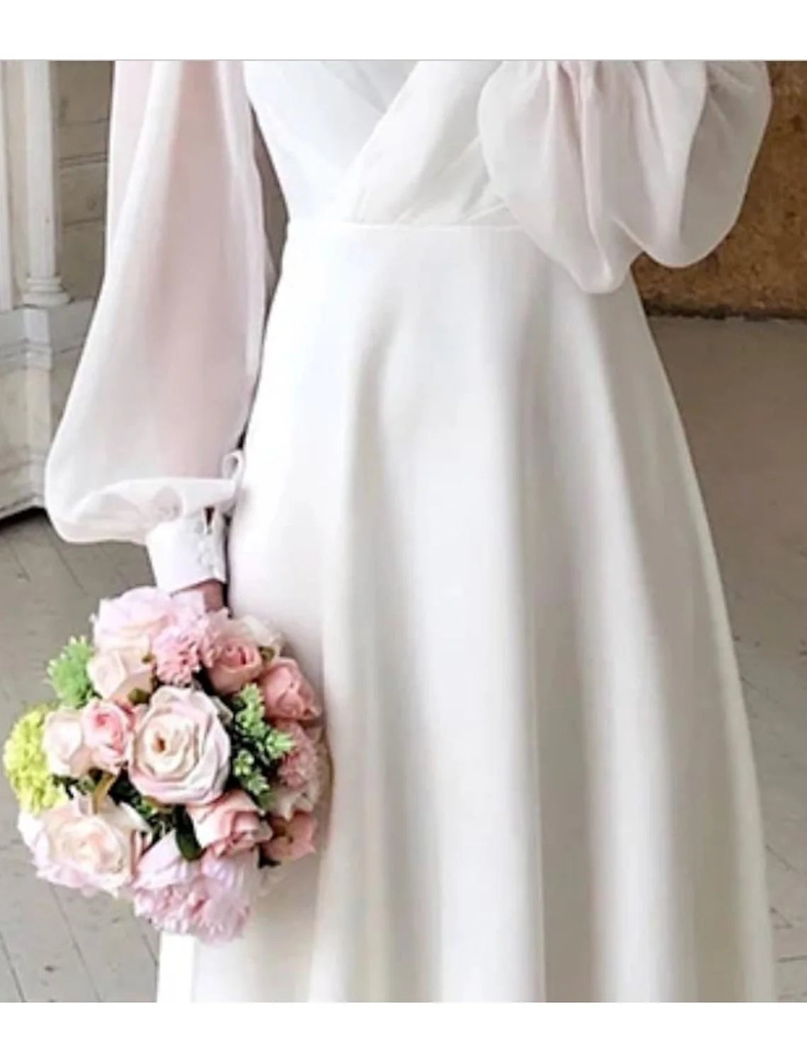Birgit | Damen Klassisches Langarm Fließendes Brautkleid 2