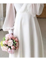 Birgit | Damen Klassisches Langarm Fließendes Brautkleid 2