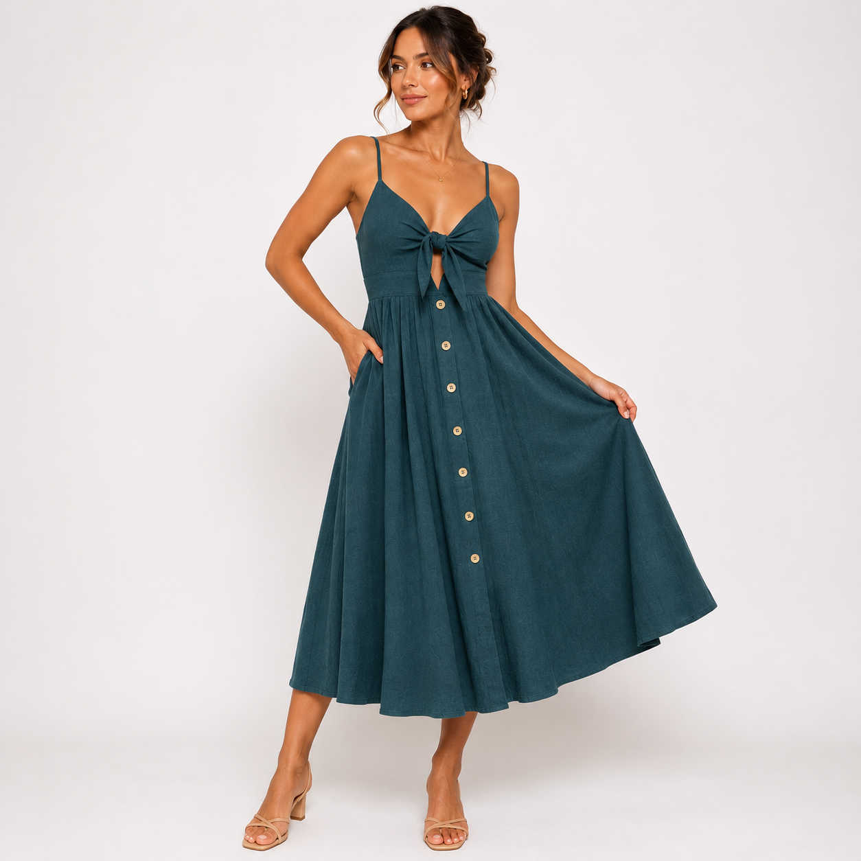 Brooke Stanton | Bow-Tie Midi Summer Dress For Women 0