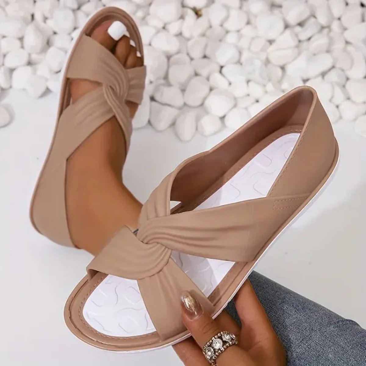 Charlotte | Women Comfort Sandals Orthopedic Slip-On Twisted Strap Flats 2