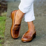 Charlotte | Women's Comfort Slip-On Flat Penny Loafers PU Leather 0
