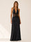 Charlotte | Women's Deep-Plunge Halter-Neck Lace-Waist Backless Maxi Dress 0