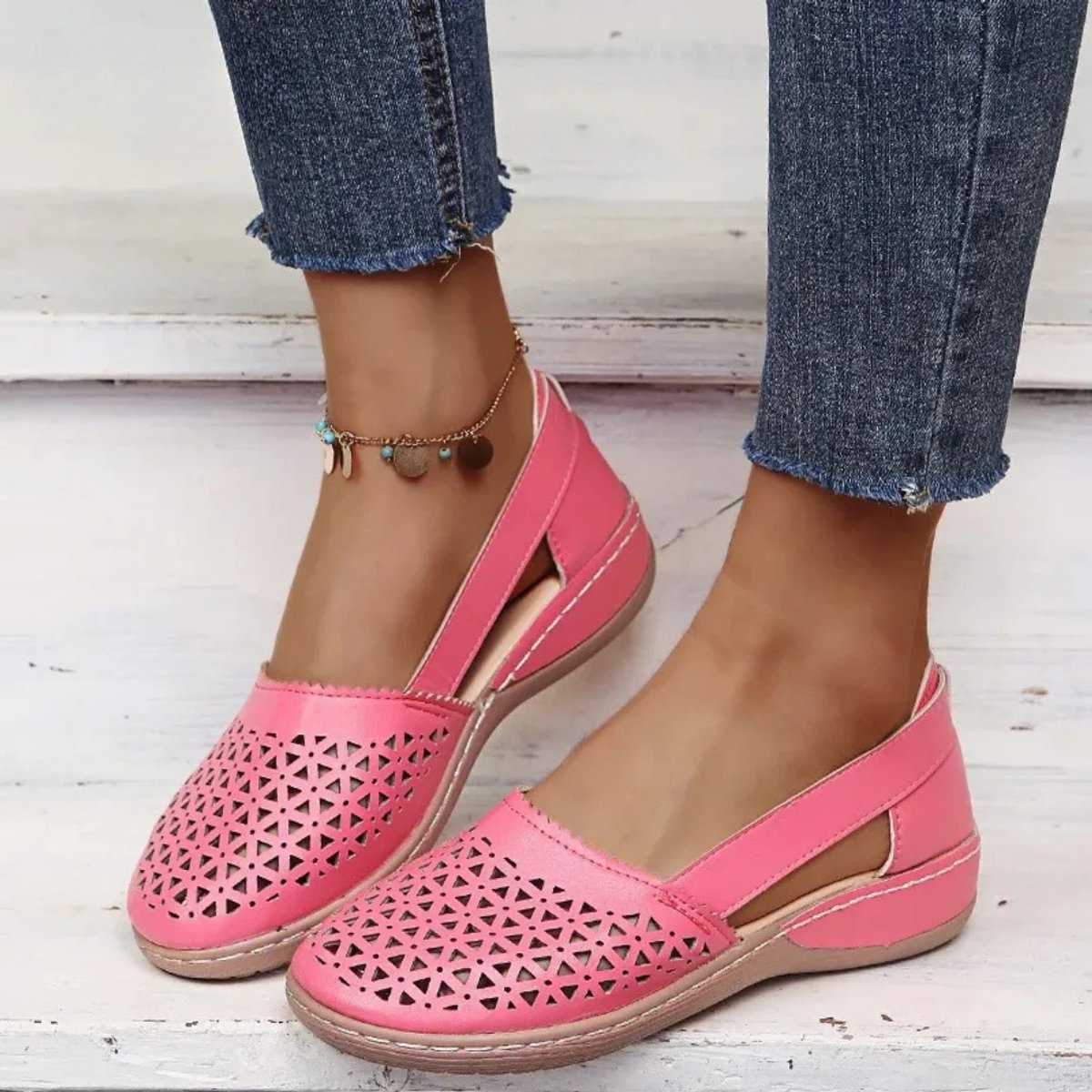 Charlotte | Women's Perforated Slip-On Comfort Sandals Breathable Casual Flats 3