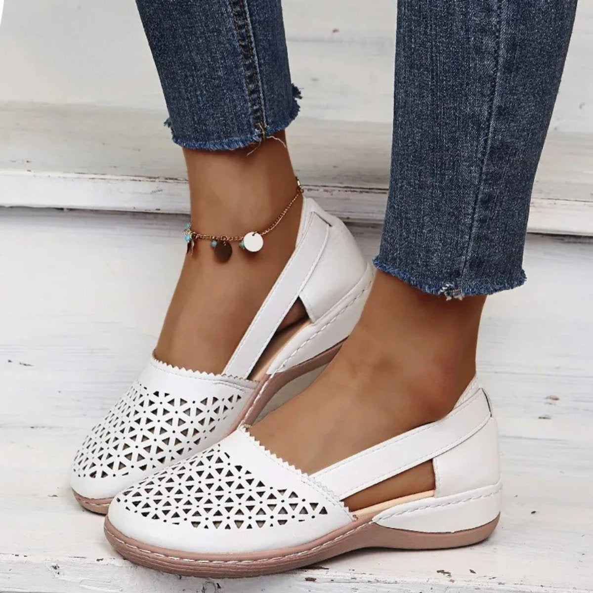 Charlotte | Women's Perforated Slip-On Comfort Sandals Breathable Casual Flats 4