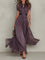 Clara | Damen Kurzarm Keyhole Maxi-Kleid mit fließendem Chiffon-Rock 0
