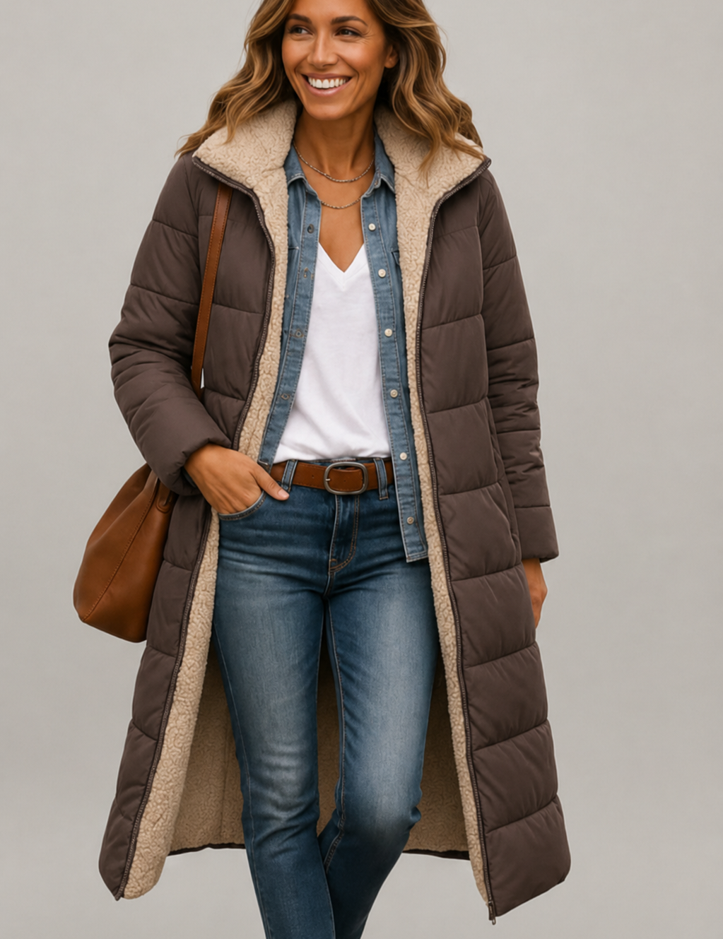 Winter Coats Women Long Hooded Coat with Zip Closure and Pockets for Stylish Warmth