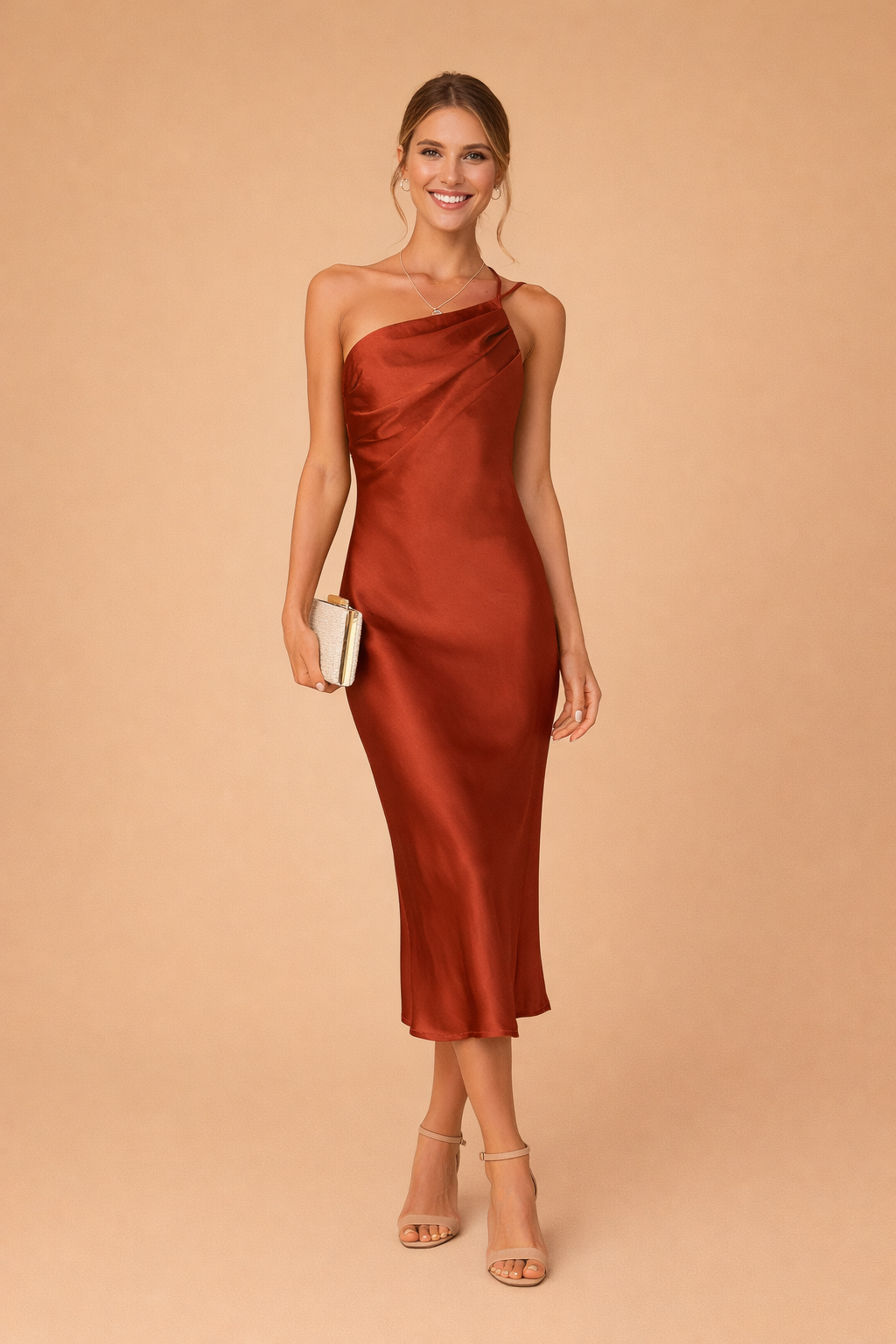 Elegant One-Shoulder Maxi Dress for Women with Open Back Detail 0