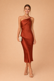 Elegant One-Shoulder Maxi Dress for Women with Open Back Detail 0