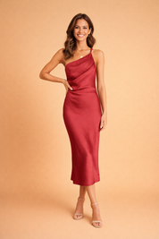 Elegant One-Shoulder Maxi Dress for Women with Open Back Detail 1