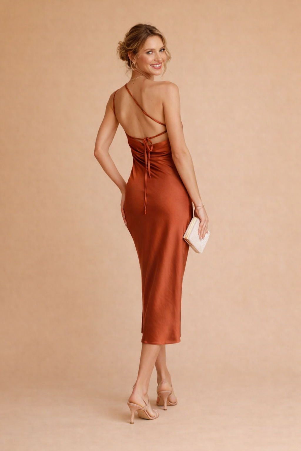 Elegant One-Shoulder Maxi Dress for Women with Open Back Detail 6