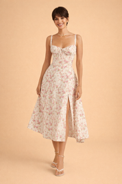 Elegant Waist-Defined Dress with Adjustable Lace-Up Back for Women 2