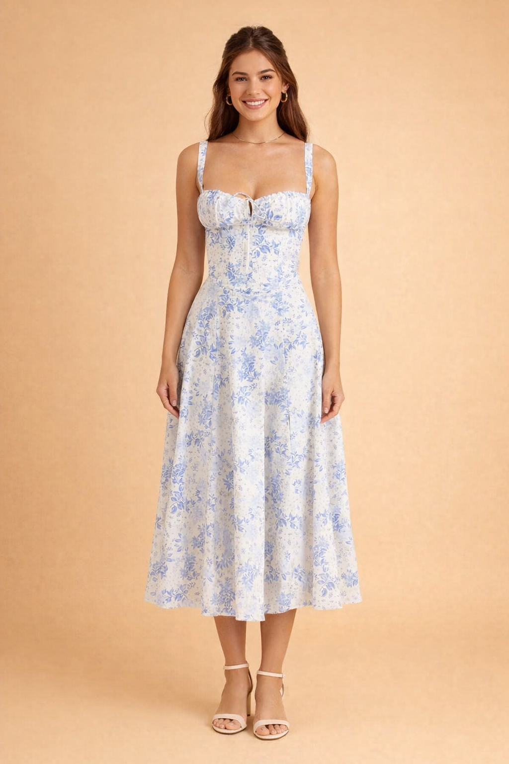 Elegant Waist-Defined Dress with Adjustable Lace-Up Back for Women 3
