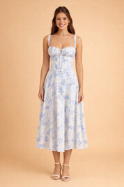 Elegant Waist-Defined Dress with Adjustable Lace-Up Back for Women 3