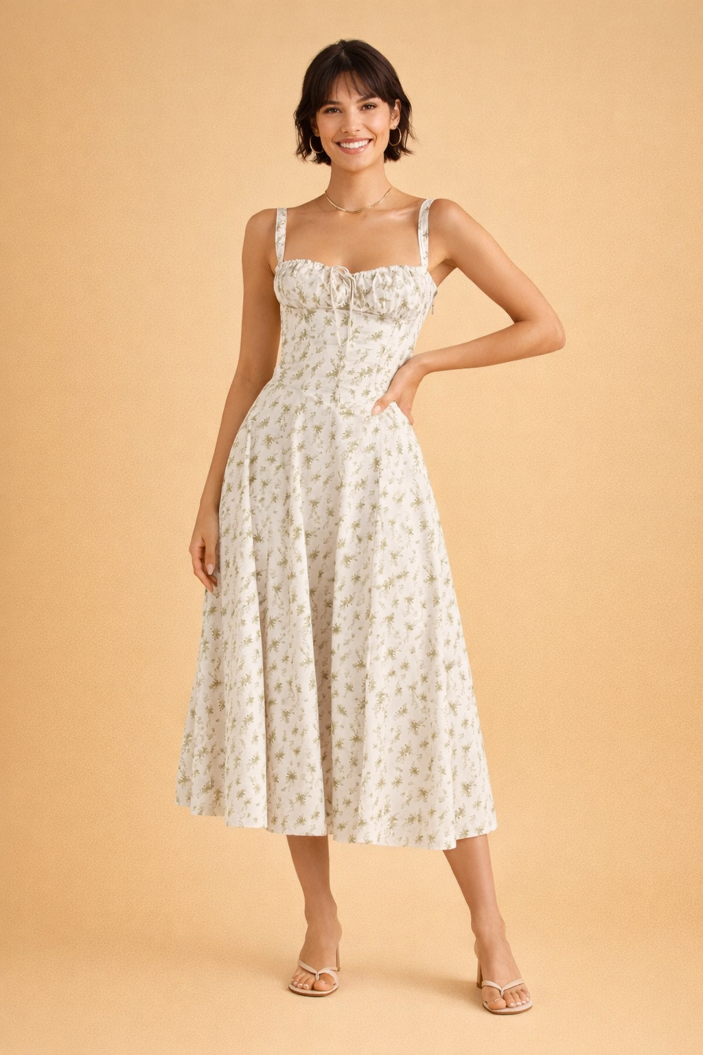 Elegant Waist-Defined Dress with Adjustable Lace-Up Back for Women 4