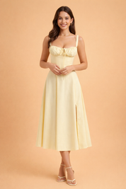 Elegant Waist-Defined Dress with Adjustable Lace-Up Back for Women 6