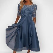 Elegant Women's A-Line Midi Dress - Stylish Summer Cocktail Dress for Evening Parties 0