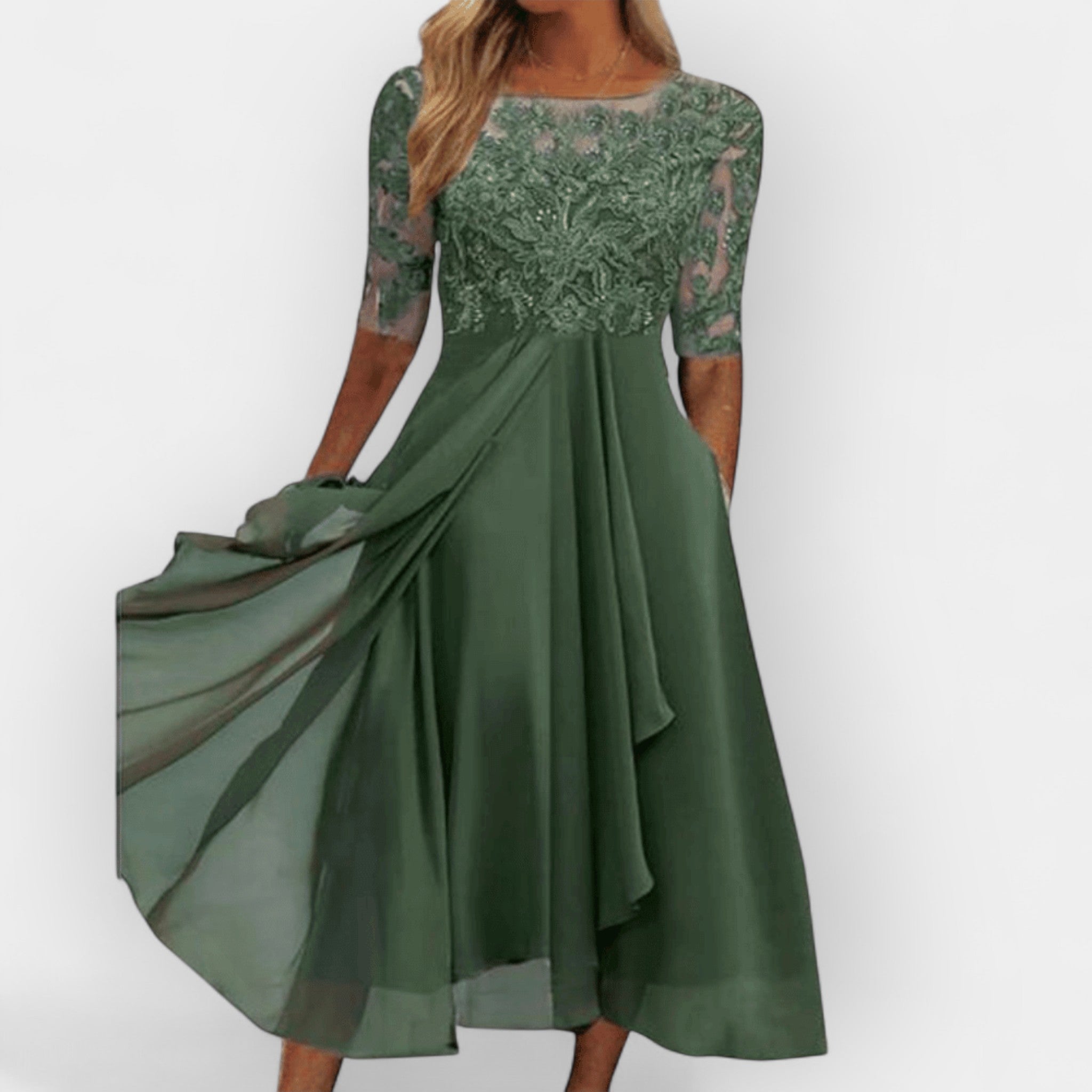 Elegant Women's A-Line Midi Dress - Stylish Summer Cocktail Dress for Evening Parties 1