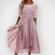 Elegant Women's A-Line Midi Dress - Stylish Summer Cocktail Dress for Evening Parties 3