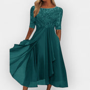 Elegant Women's A-Line Midi Dress - Stylish Summer Cocktail Dress for Evening Parties 7