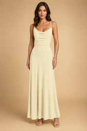 Elegant Women's Maxi Dress - Sustainable Summer Dresses with V-Neck and High Waist Fit 0