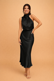 Elegant Women's Midi Dress - One-Shoulder Cocktail Dress for Formal Events and Special Occasions 0