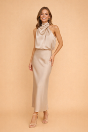 Elegant Women's Midi Dress - One-Shoulder Cocktail Dress for Formal Events and Special Occasions 1