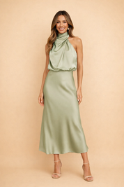 Elegant Women's Midi Dress - One-Shoulder Cocktail Dress for Formal Events and Special Occasions 2