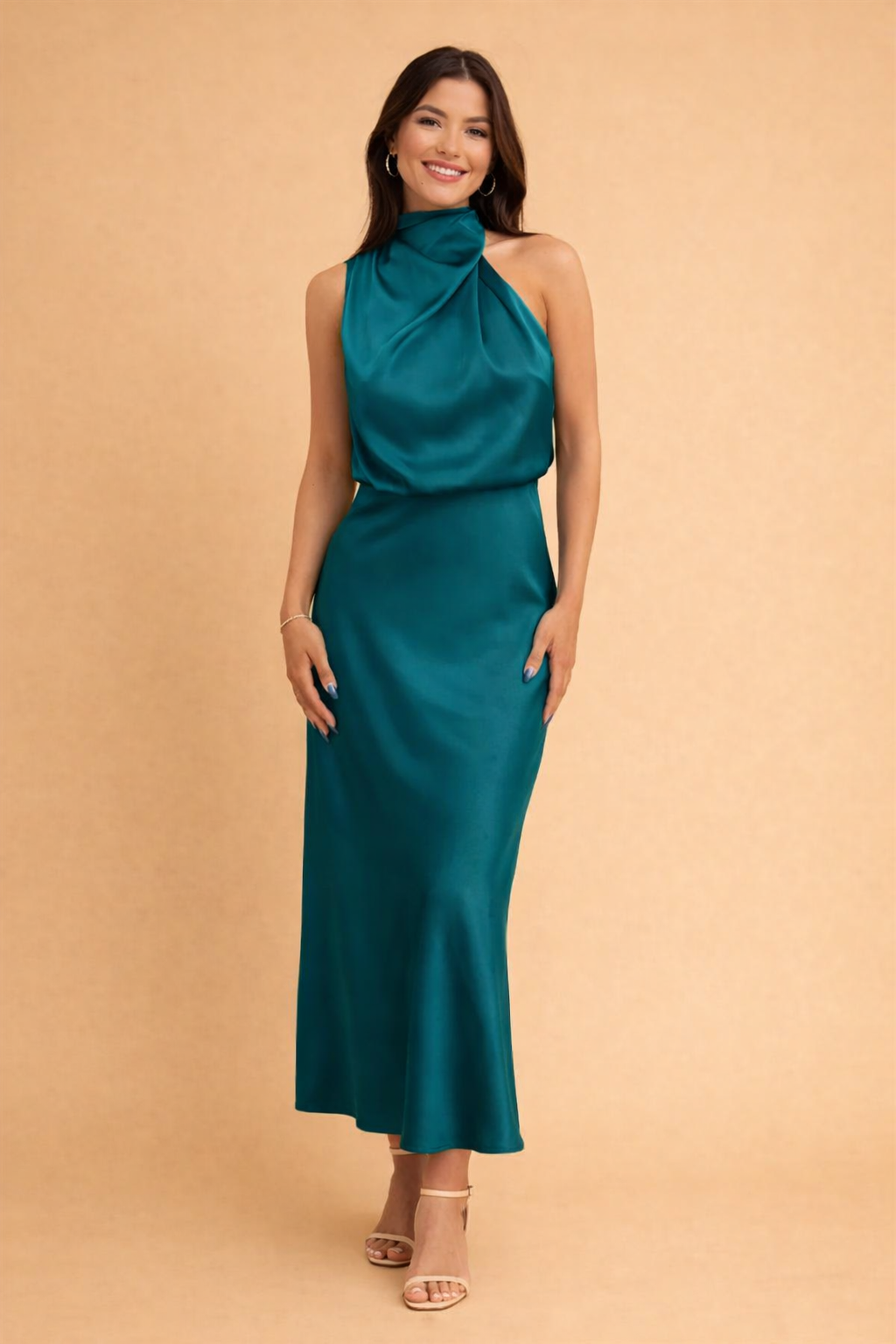 Elegant Women's Midi Dress - One-Shoulder Cocktail Dress for Formal Events and Special Occasions 4