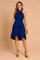 Elegant Women's Summer Cocktail Dress with Flared Hem and High Neck for Formal Events 1