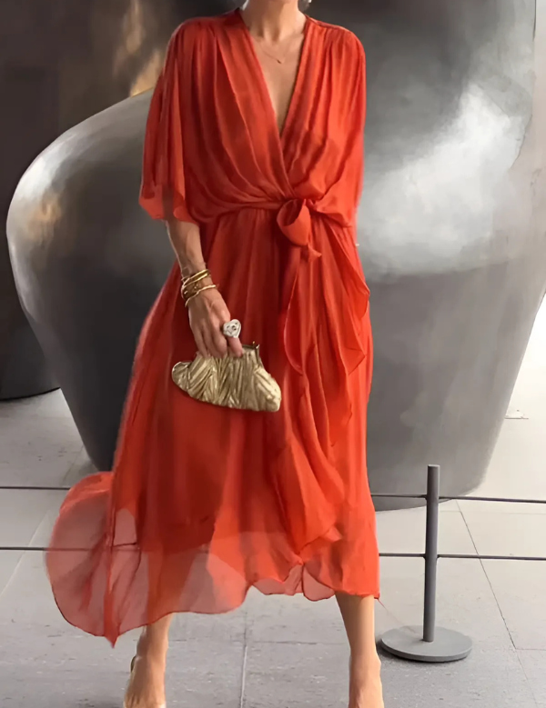 Elegant Wrap Midi Dress for Women - Flattering Summer Style 5